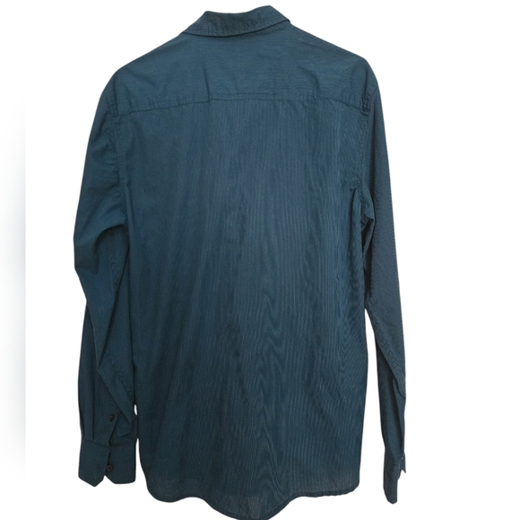 Tranquility Mayhem Green Teal Striped Button Front Shirt SZ Med - Picture 4 of 8